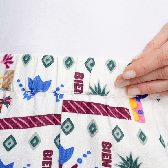 Damen Leinenshorts mit Allover-Print