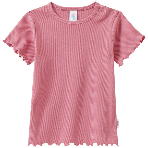 Baby T-Shirt mit Rippstruktur dunkelrosa
