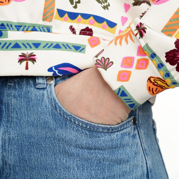 Damen Hoodie mit Allover-Print