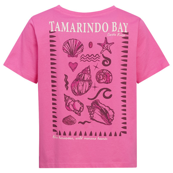 Damen T-Shirt mit Rücken-Print pink