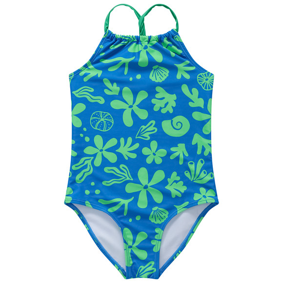 Mädchen Badeanzug mit Allover-Print blau / grün