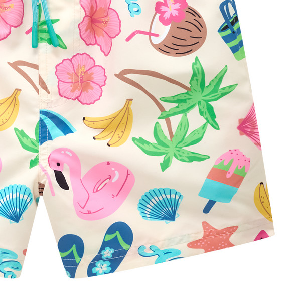 Jungen Badeshorts mit sommerlichen Motiven