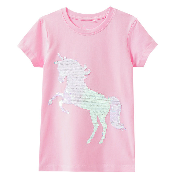 Mädchen T-Shirt mit Wendepailletten rosa