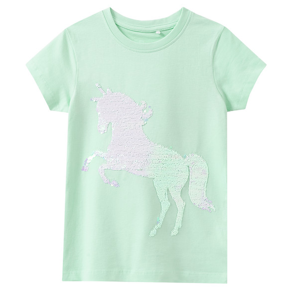 Mädchen T-Shirt mit Wendepailletten hellgrün