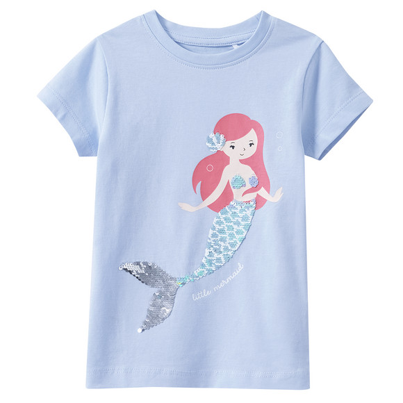 Mädchen T-Shirt mit Wendepailletten hellblau