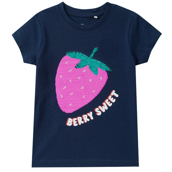 Mädchen T-Shirt mit Wendepailletten dunkelblau