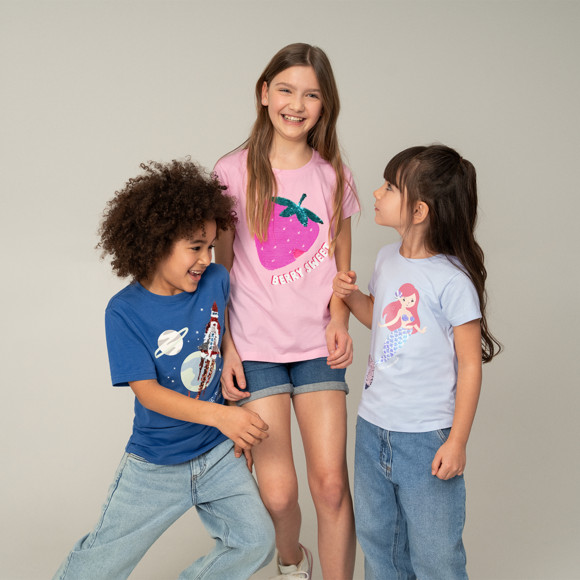Mädchen T-Shirt mit Wendepailletten