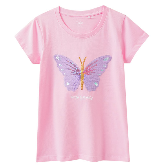 Mädchen T-Shirt mit Wendepailletten rosa