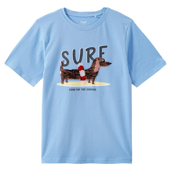 Kinder T-Shirt mit Wendepailletten blau