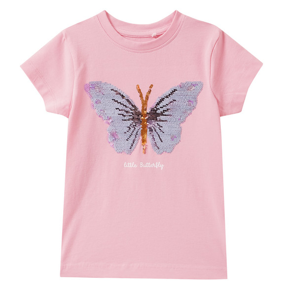 Mädchen T-Shirt mit Wendepailletten rosa