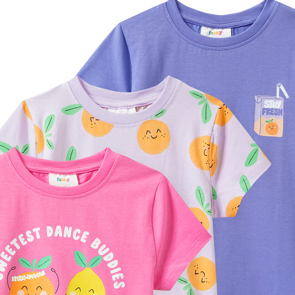 3 meisjes-T-shirts met kleurrijke motieven