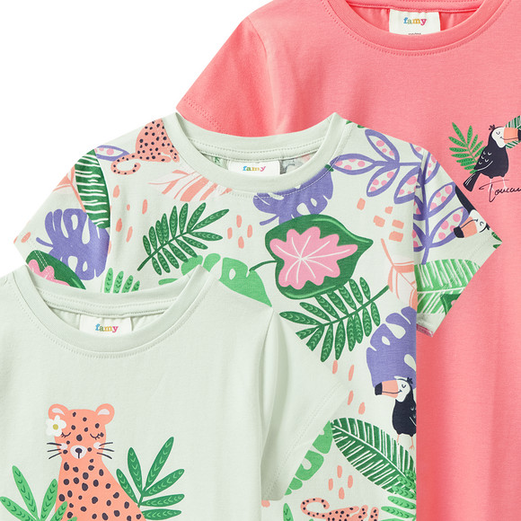 3 meisjes-T-shirts met kleurrijke motieven