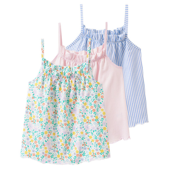 3 Mädchen Tops im Set blau / weiss / rosa