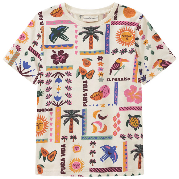 Jungen T-Shirt mit Allover-Print weiss