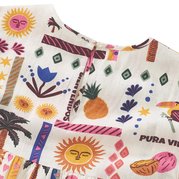 Linnen jurk voor meisjes met print