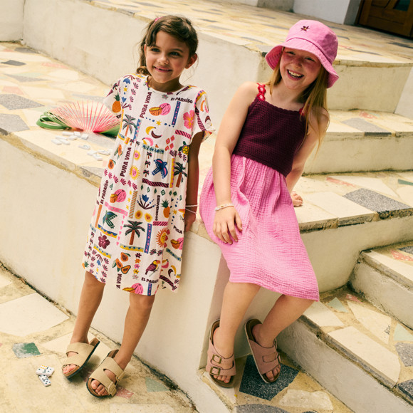 Linnen jurk voor meisjes met print