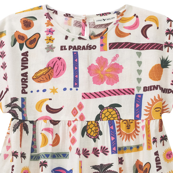 Linnen jurk voor meisjes met print