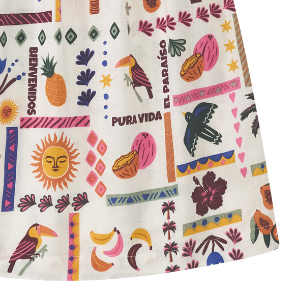 Linnen jurk voor meisjes met print