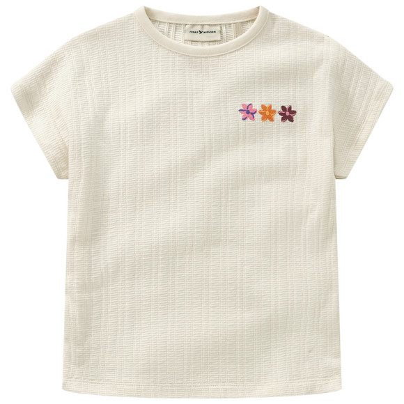 Mädchen T-Shirt aus strukturiertem Material weiss