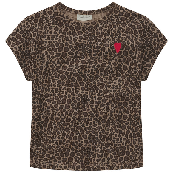 Mädchen T-Shirt aus strukturiertem Material hellbraun
