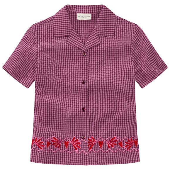 Mädchen Seersucker-Bluse mit Stickerei