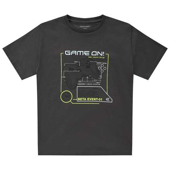 Jungen T-Shirt mit Gamer-Print dunkelgrau