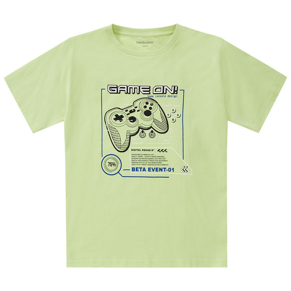 Jungen T-Shirt mit Gamer-Print gelbgrün