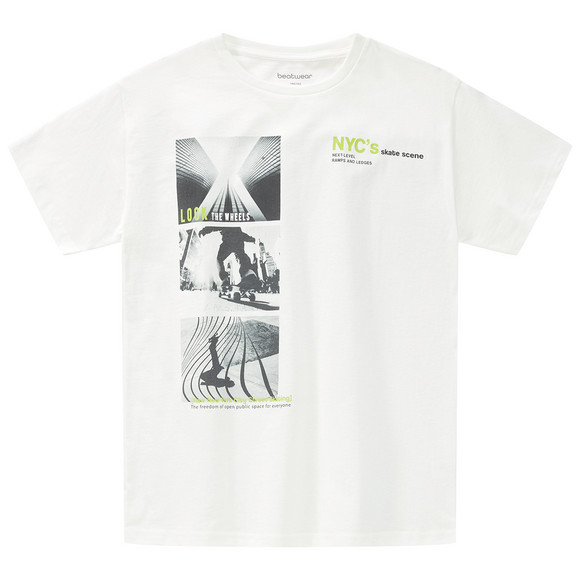 Jungen T-Shirt mit Skater-Print weiss