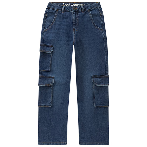 Jungen Cargo-Jeans mit verstellbarem Bund dunkelblau