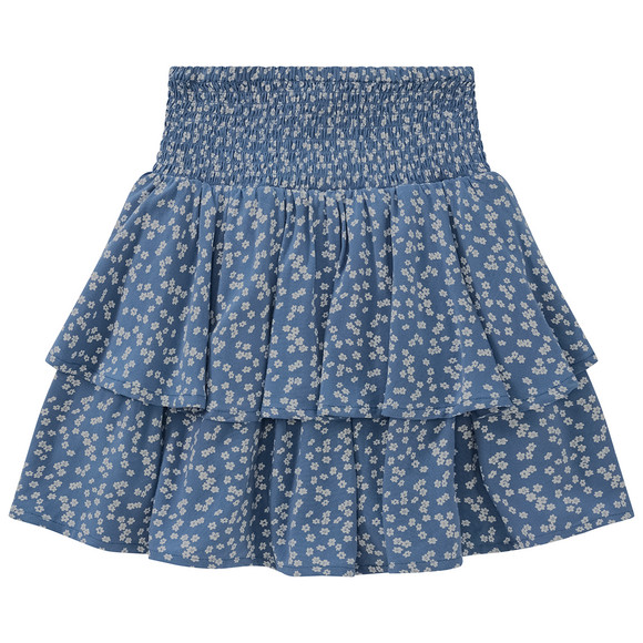 Mädchen Rock mit Blumen blau / weiss