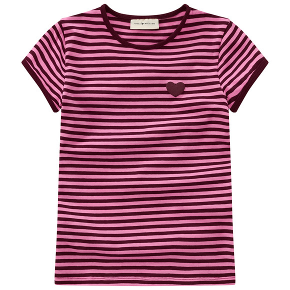 Mädchen T-Shirt mit Herz-Print weinrot / pink