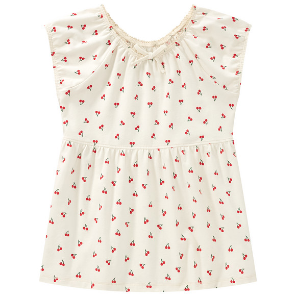 Mädchen T-Shirt mit Kirsch-Print allover weiss / rot