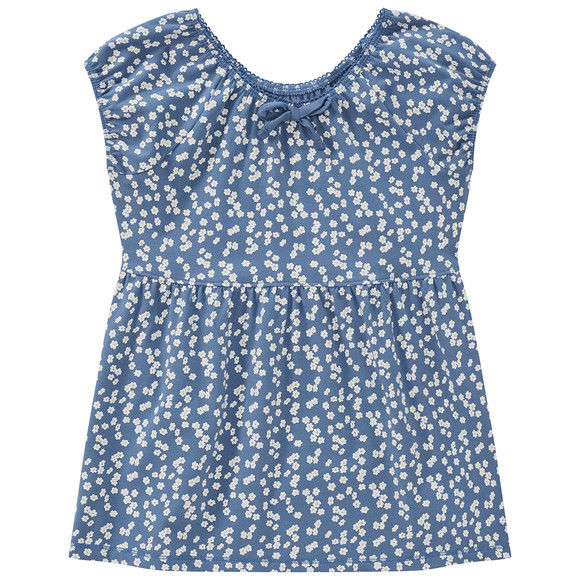Mädchen T-Shirt mit Blumen-Print allover blau / weiss