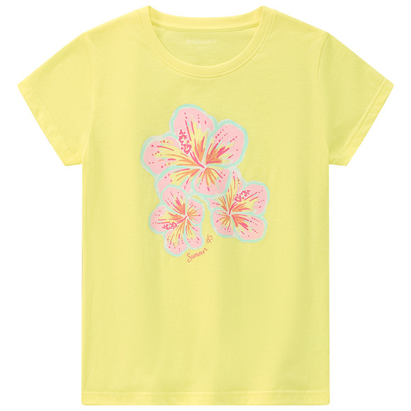 Mädchen T-Shirt mit Blumen-Print hellgelb