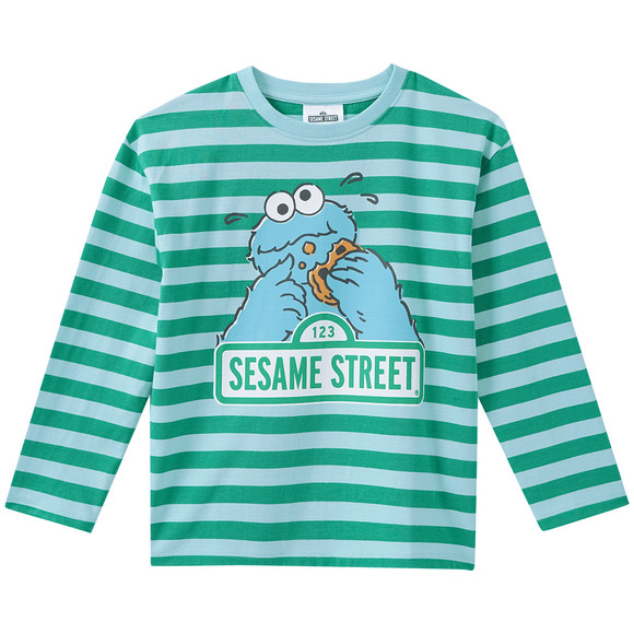 Sesamstraße Langarmshirt mit Print grün / hellblau