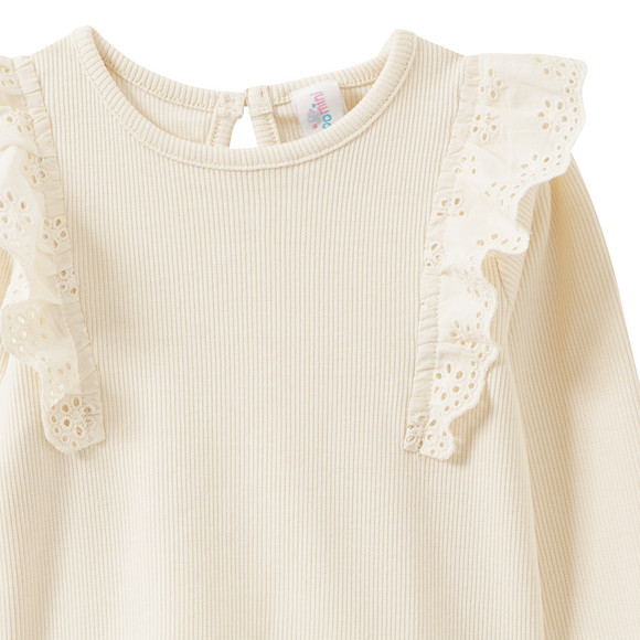 Mädchen Langarmshirt mit Häkelspitze