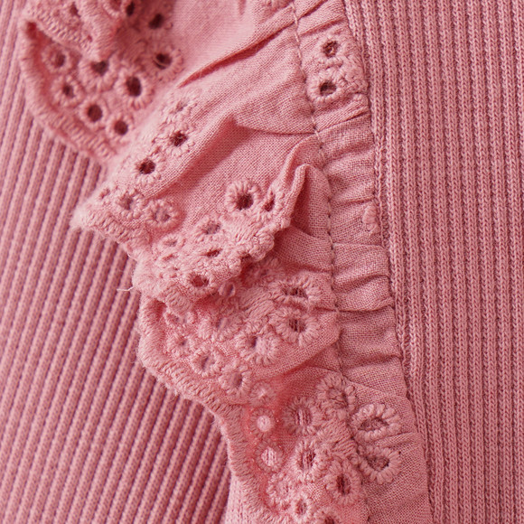 Mädchen Langarmshirt mit Häkelspitze