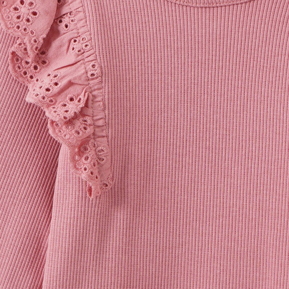 Mädchen Langarmshirt mit Häkelspitze