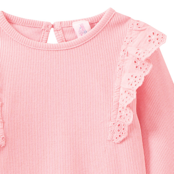 Mädchen Langarmshirt mit Häkelspitze