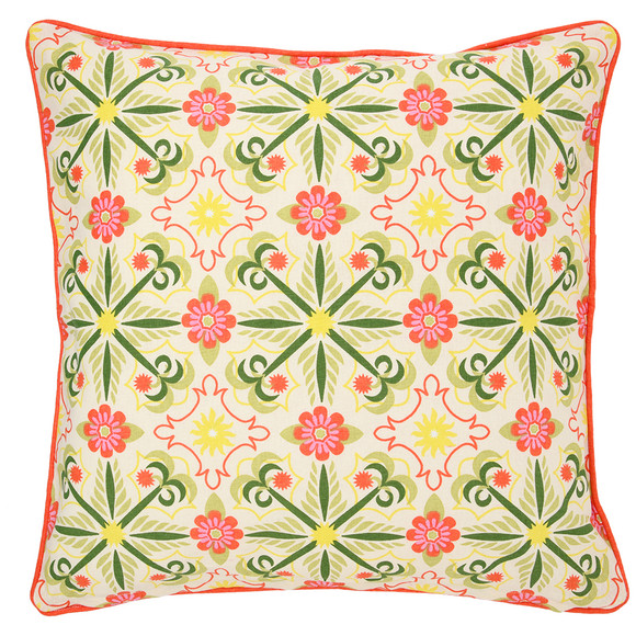 Kussensloop met tegelprint groen / oranje