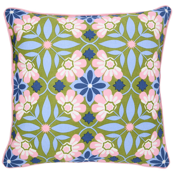 Kussensloop met tegelprint groen / roze / blauw