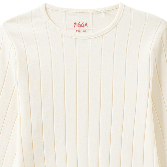 Meisjesshirt met lange mouw en golvende boord