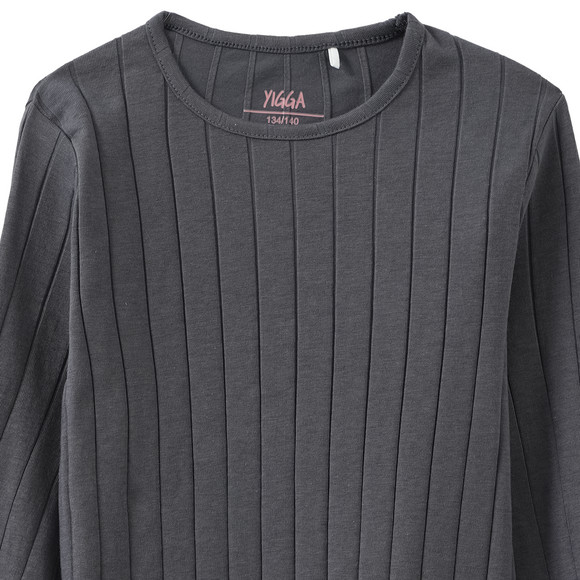 Meisjesshirt met lange mouw en golvende boord