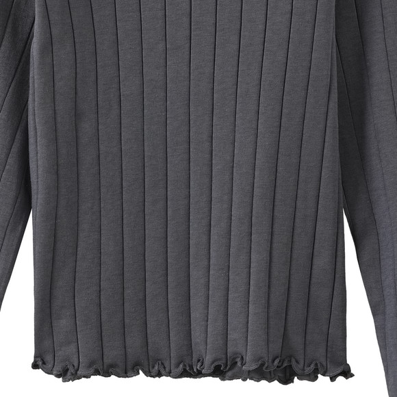 Meisjesshirt met lange mouw en golvende boord