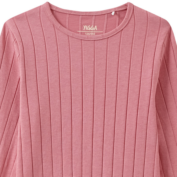 Meisjesshirt met lange mouw en golvende boord