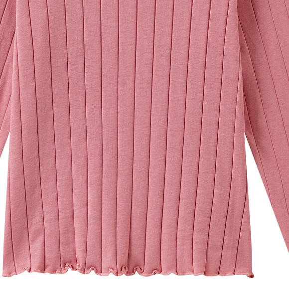 Meisjesshirt met lange mouw en golvende boord