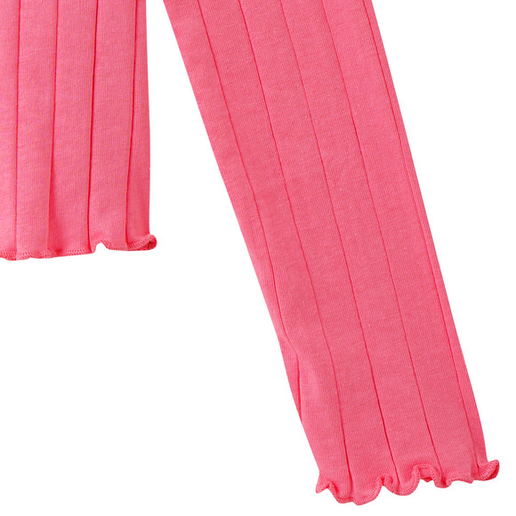 Meisjesshirt met lange mouw en golvende boord