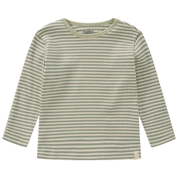 Baby Langarmshirt mit Rippstruktur creme / hellgrün