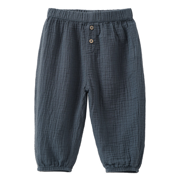 Baby Musselinhose mit Zierknöpfen dunkelgrau