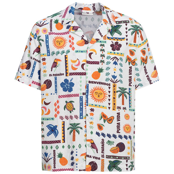 Herren Leinen-Hemd mit Allover-Print